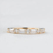 0.20 CTW Round Brilliant & Baguette Cut Half Eternity Wedding Band Mapple Gems
